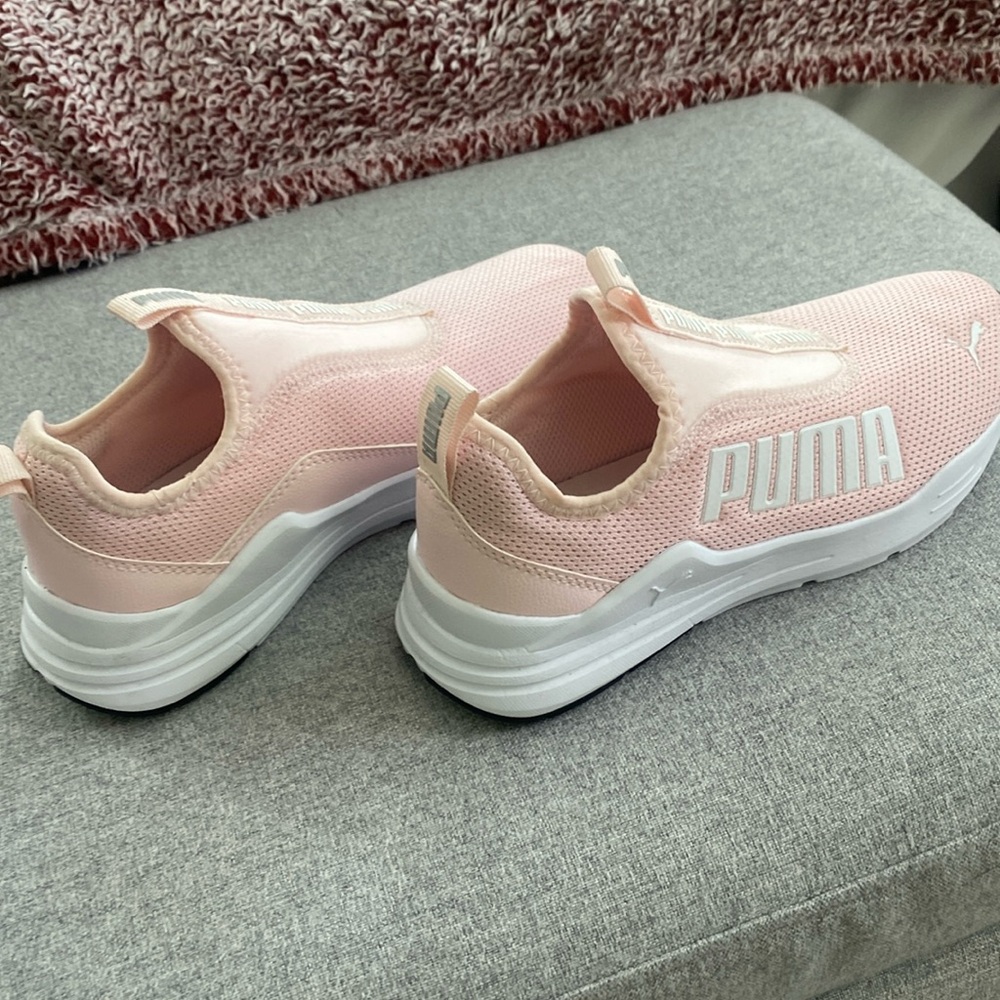 Pink puma slip ons